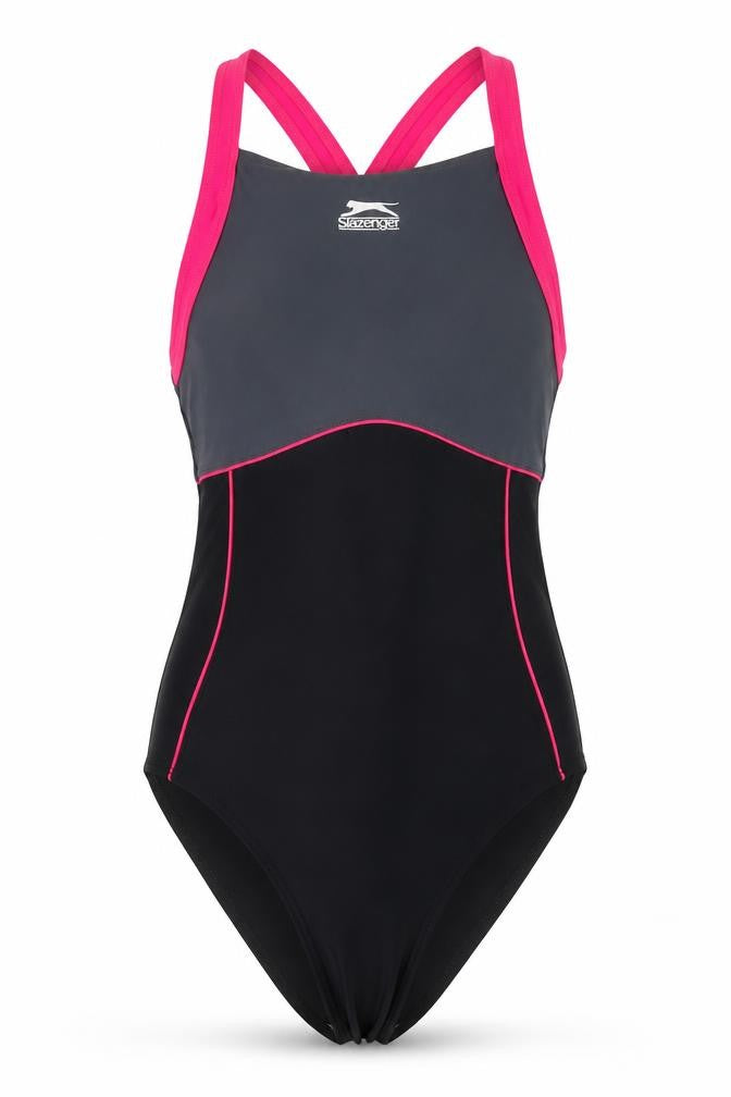 Slazenger Women's Black One Piece Swimsuit, Size 6, Stretchy