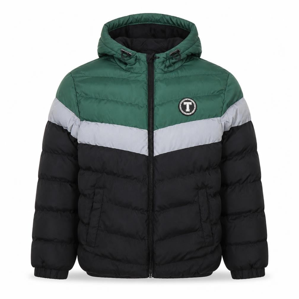 Front view of Threadboys boys’ green colourblock puffer jacket 9-10 years