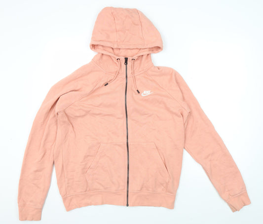Nike Men's Pink Full Zip Hoodie - Medium