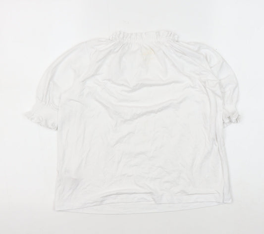 Boden Girls White Top, Size 8-9 Years, 3/4 Sleeve