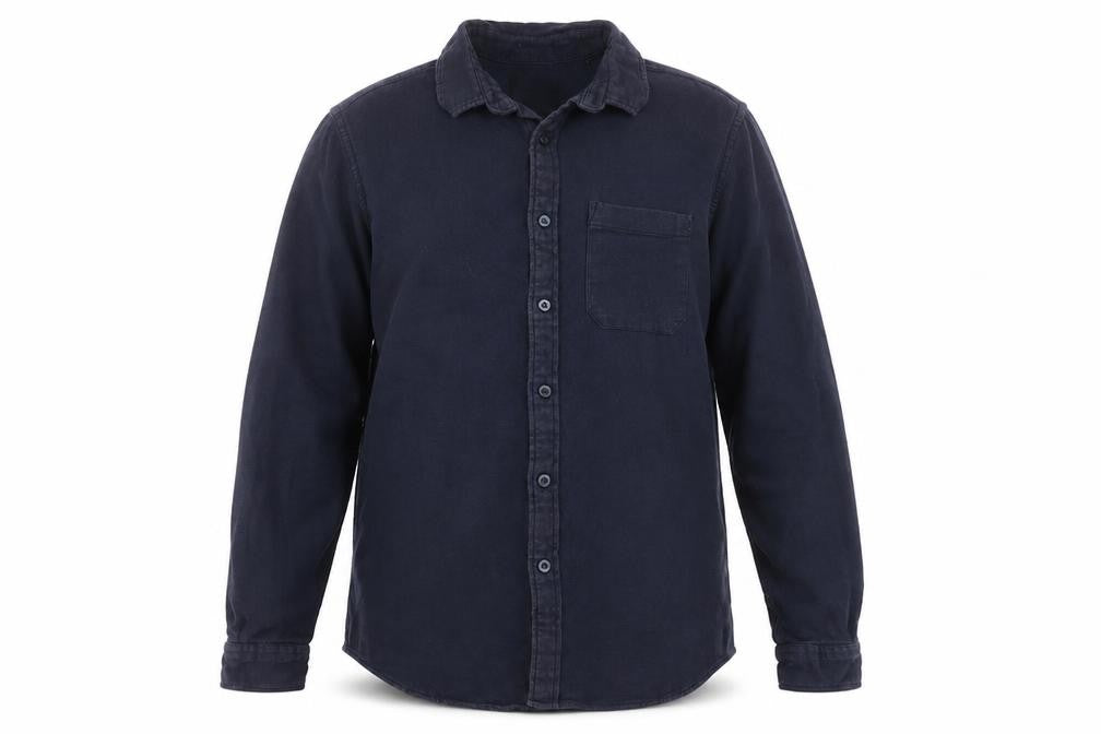 Front view of C&A Men's Blue Long Sleeve Button-Up Shirt M