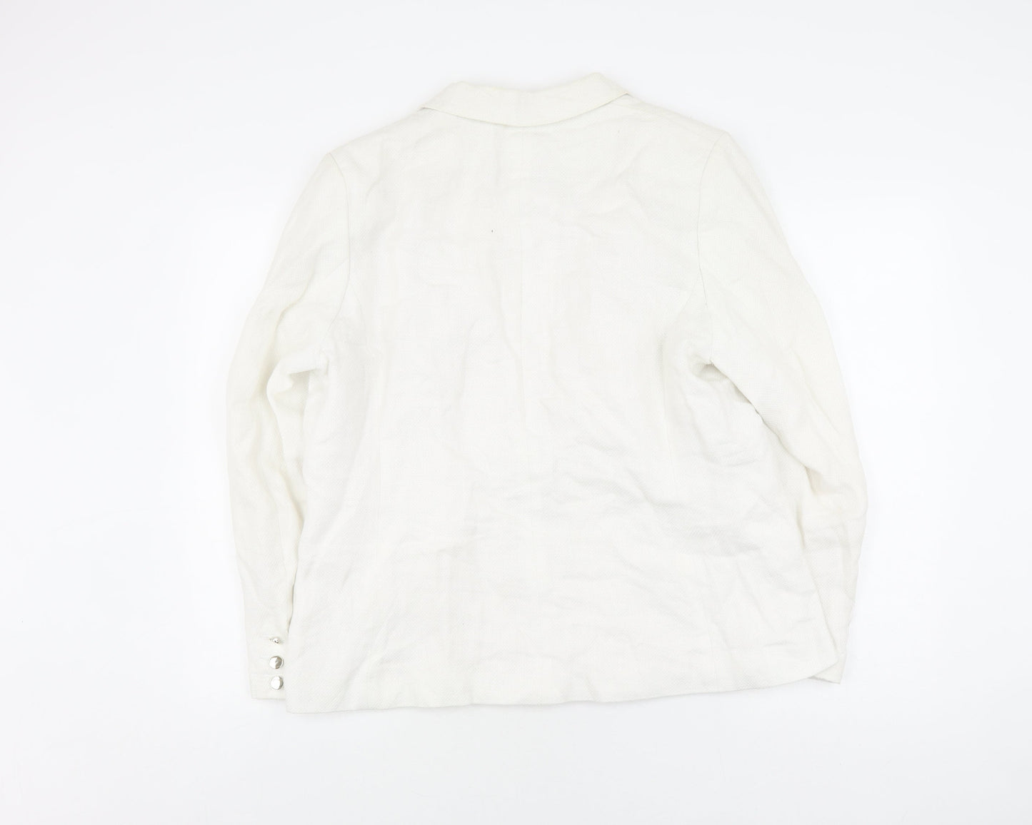 Marks and Spencer Women's White Blazer UK 16 Linen Blend