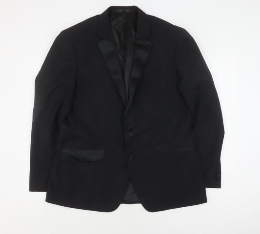 T.M.Lewin Men's Black Tuxedo Blazer 44R Wool Mohair Shawl Lapel