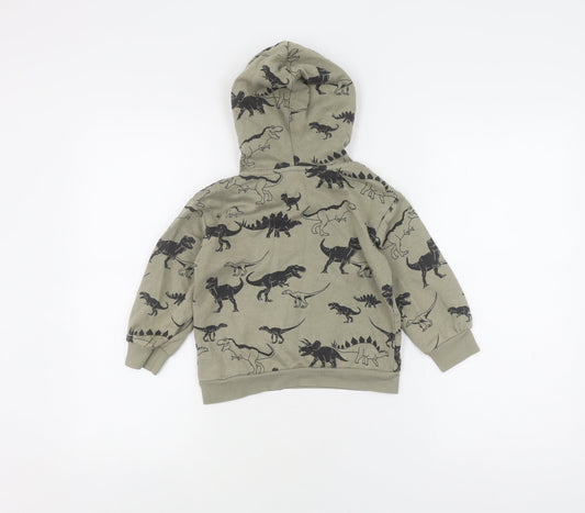 H&M Boys Green Dinosaur Print Pullover Hoodie, 4-5 Years