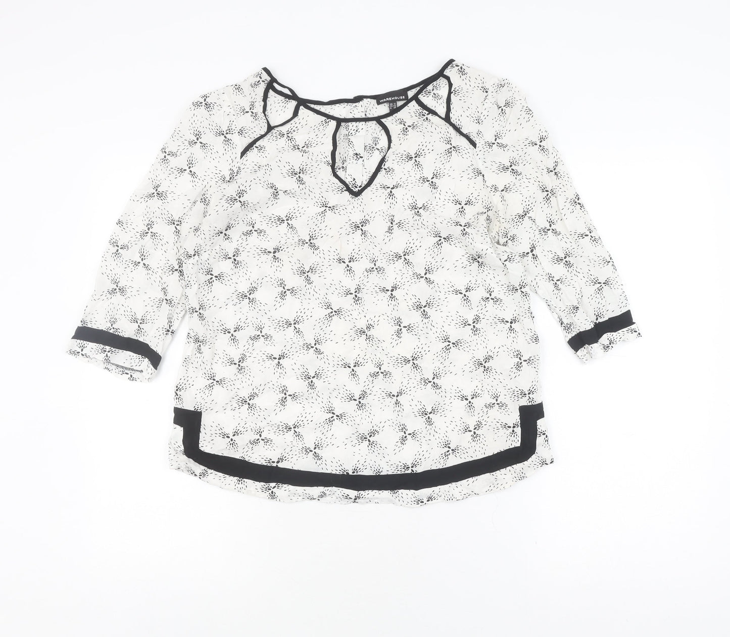 Warehouse Women's White Floral Blouse Size 12