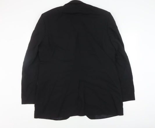 Jeff Banks Men's Black Wool Long Blazer, Chest 44L