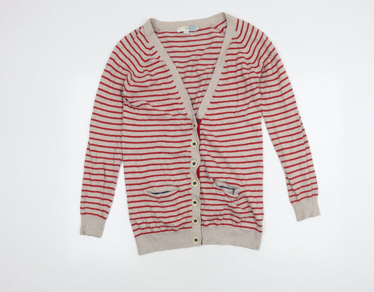 Boden Women's Red Striped Cardigan Size 12