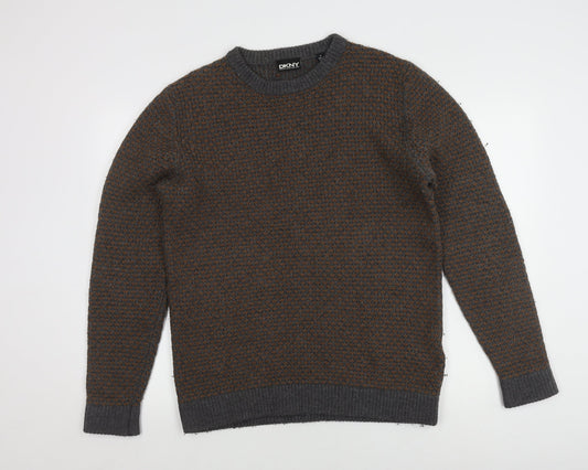 DKNY Men's Grey Waffle-Knit Pullover Jumper S