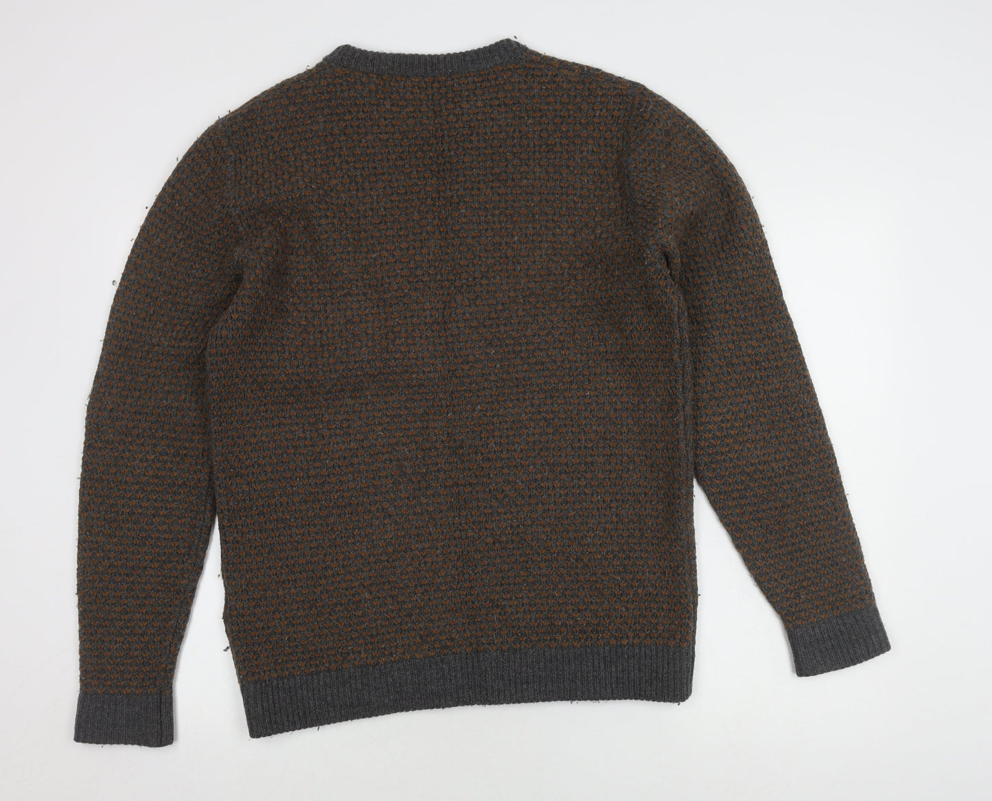 DKNY Men's Grey Waffle-Knit Pullover Jumper S