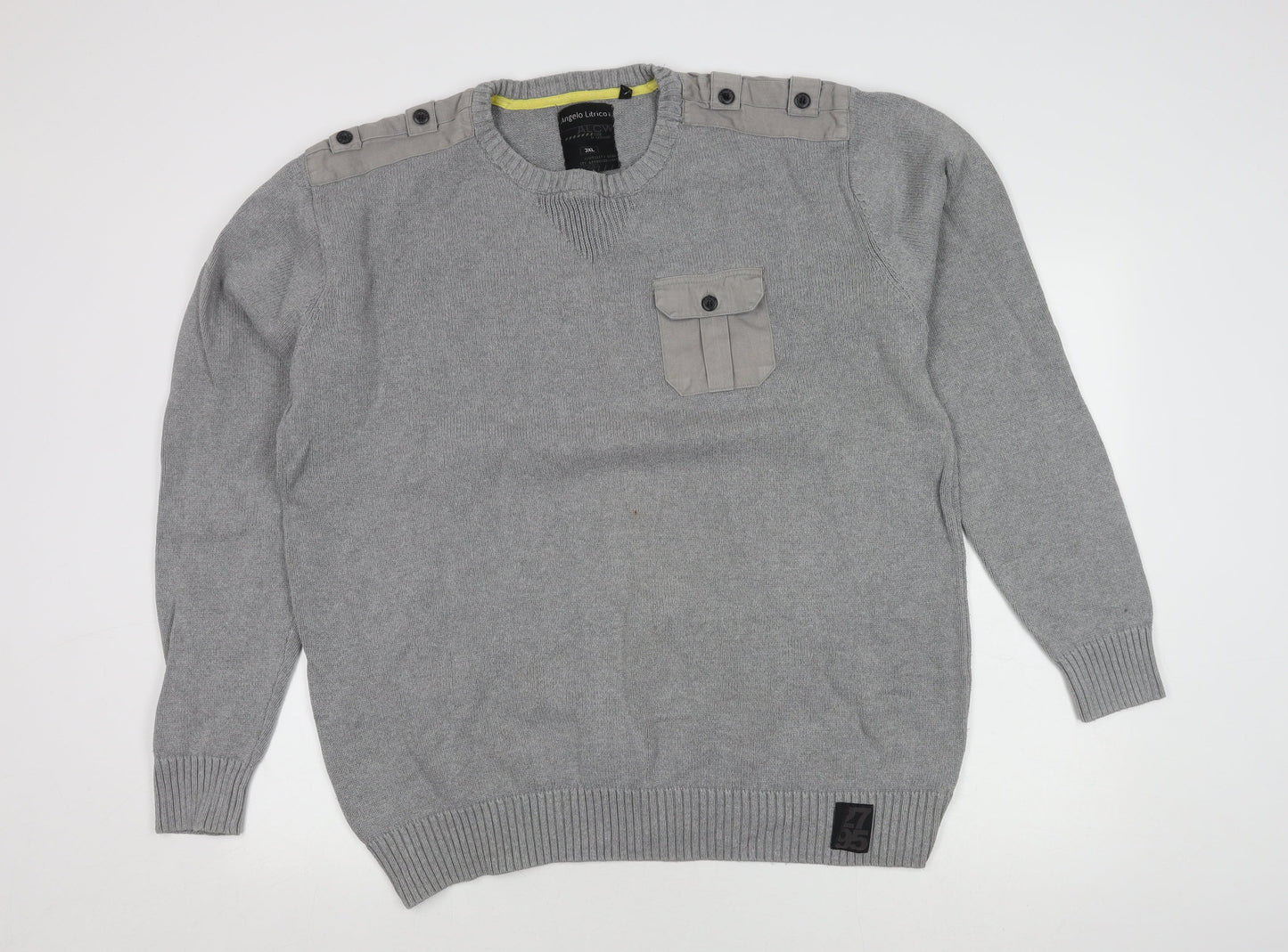 Angelo Litrico Men's Grey Crew Neck Pullover 3XL