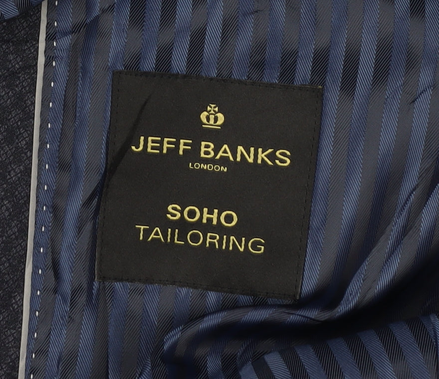 Jeff Banks Men's Blue Blazer 44R Classic Geometric Jacket