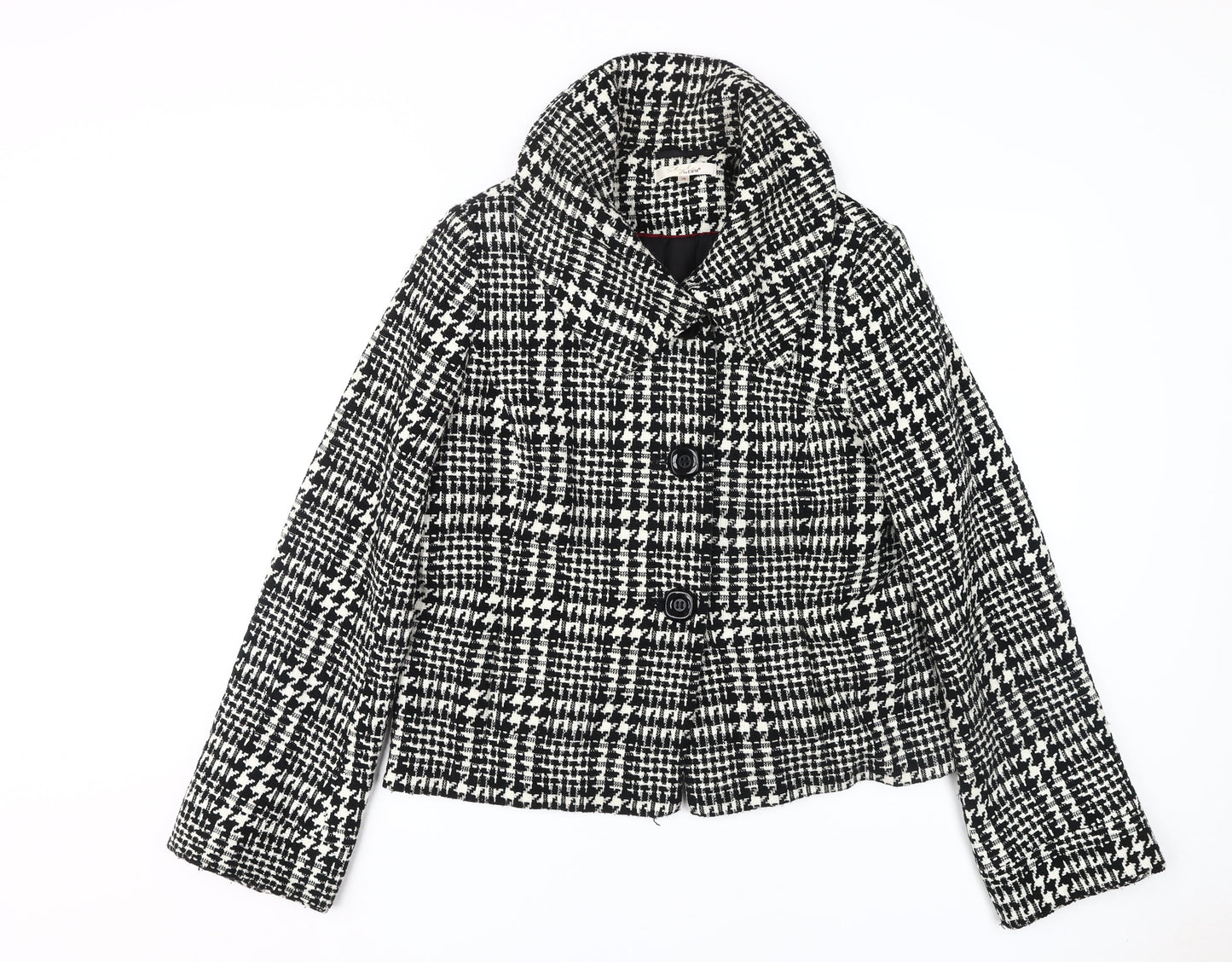 Style by EWM Women's Black White Short Tweed Coat 16