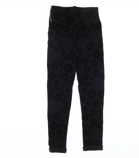 Topshop Women's Black Floral Leggings Size 6