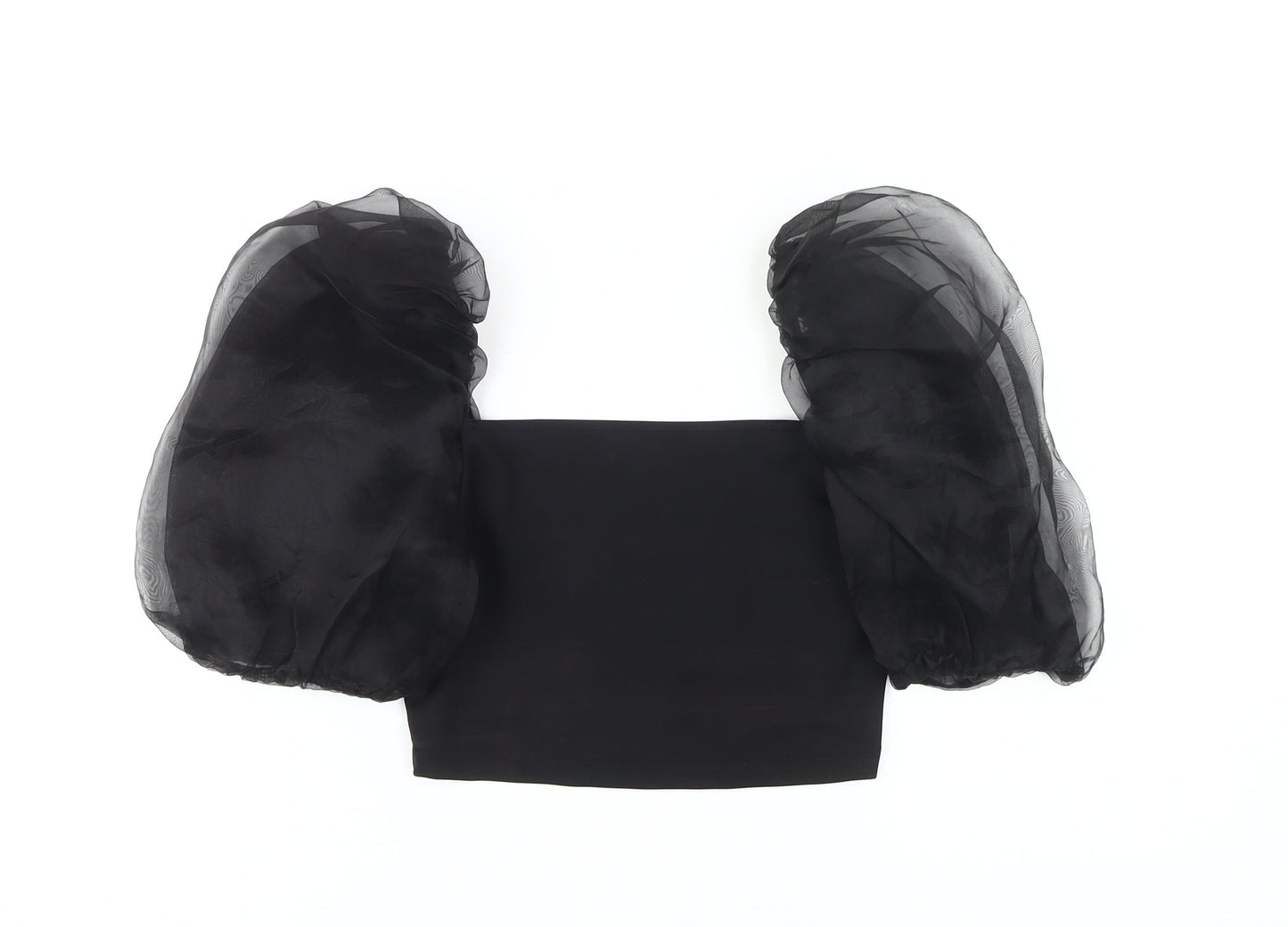 ASOS DESIGN Women's Black Cropped Balloon Sleeve Top
