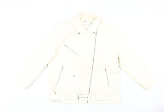 Asos Design Women's White Biker Jacket Size 12
