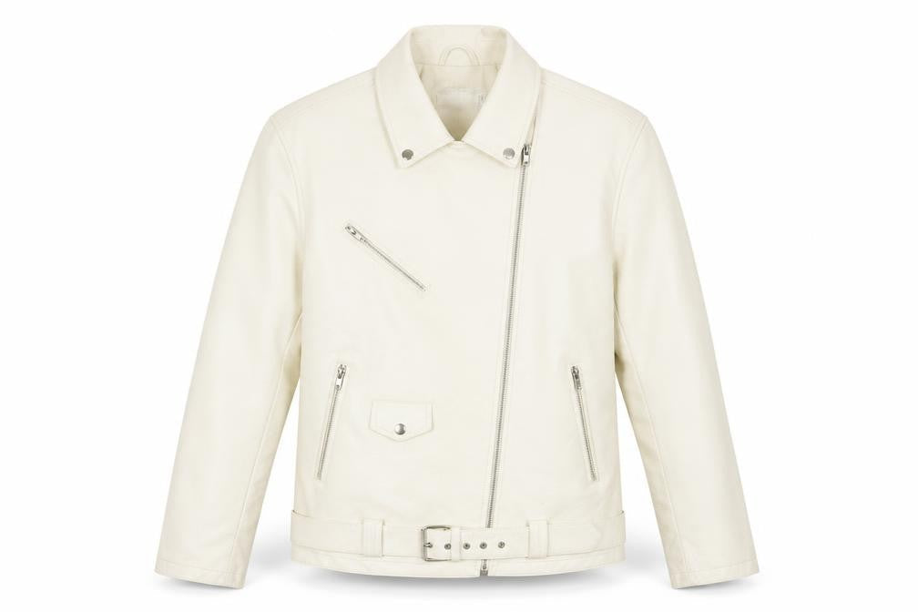 Front view of Asos Design Women's White Biker Jacket, size 12