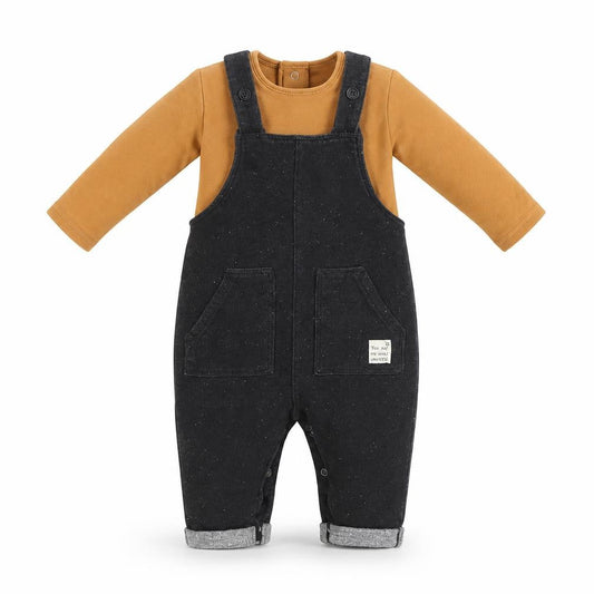Mamas & Papas Unisex Dungaree Set, 6-9 Months, Black/Brown