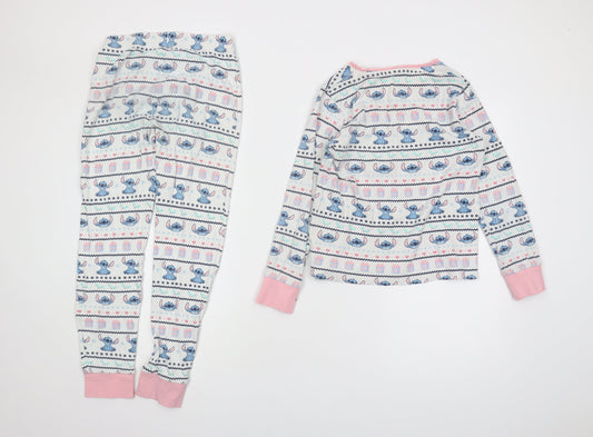 George Girls Lilo & Stitch Pyjama Set, Blue/White, 11-12 Years