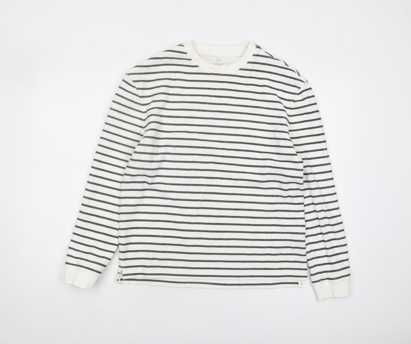 Marks and Spencer Girls White Striped Pullover Sweatshirt 13-14Y