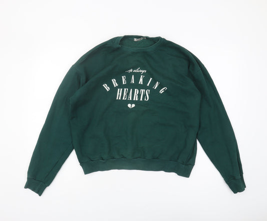 Stradivarius Women's Green Pullover Sweatshirt, Size M