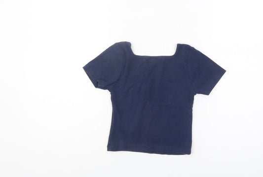 Pull & Bear Women Blue Cropped T-Shirt S