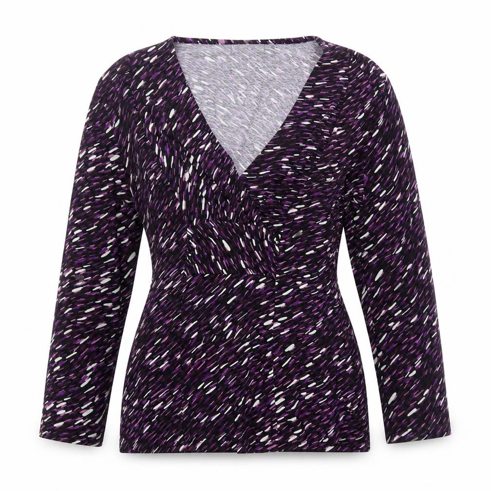 Women's Multicoloured V-Neck Long Sleeve Top Size S
