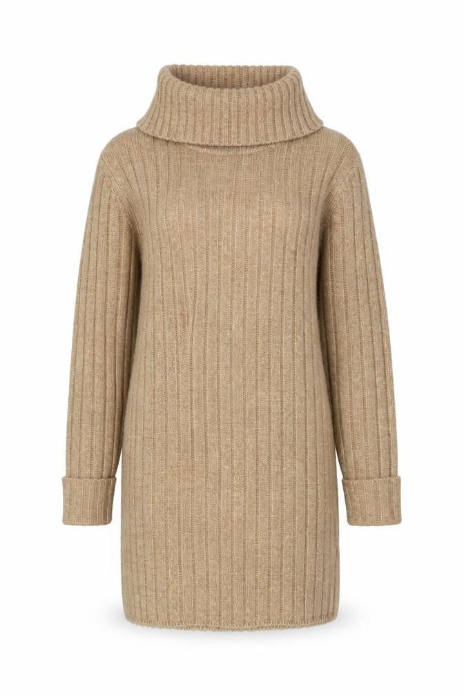 Front view of Miss Selfridge Women's Beige Cowl Neck jumper, size 8