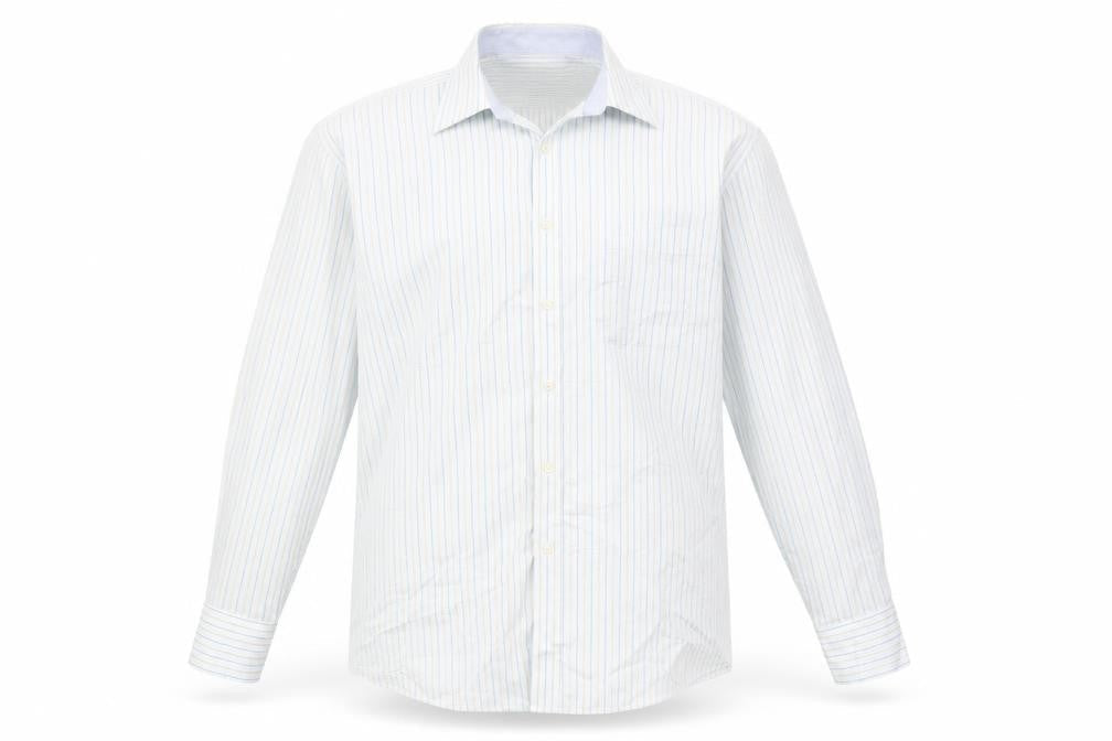 Marks and Spencer Men's Blue Striped Shirt, Size 42