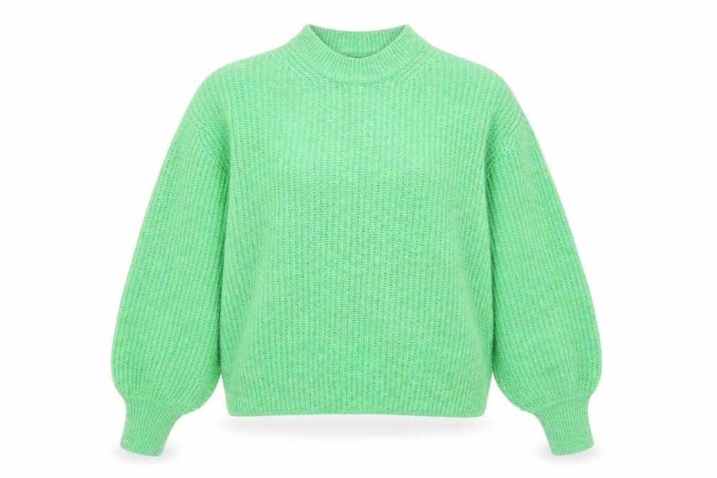 Front view of ASOS DESIGN Women's Green Mock Neck Jumper, size 4
