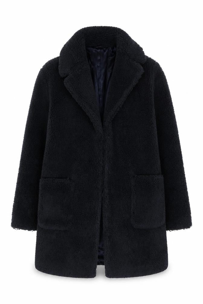 Dorothy Perkins Women's Black Fur Coat UK 10