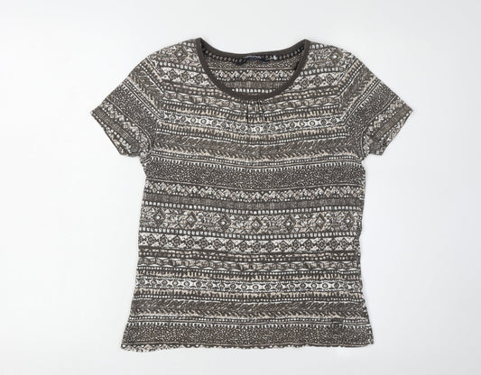 Maine New England Women's Brown Geometric T-Shirt Size 10