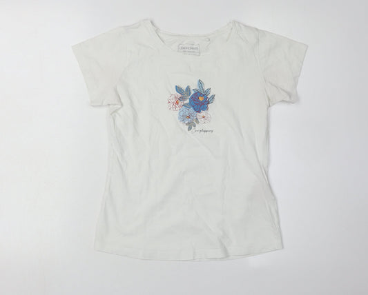 Craghoppers Girls White Floral Embroidered T-Shirt XS