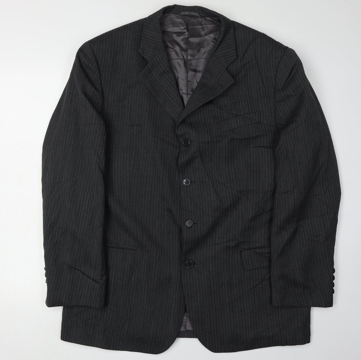 Hugo James Men's Grey Striped Blazer 44R