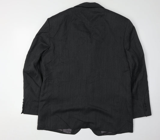 Hugo James Men's Grey Striped Blazer 44R