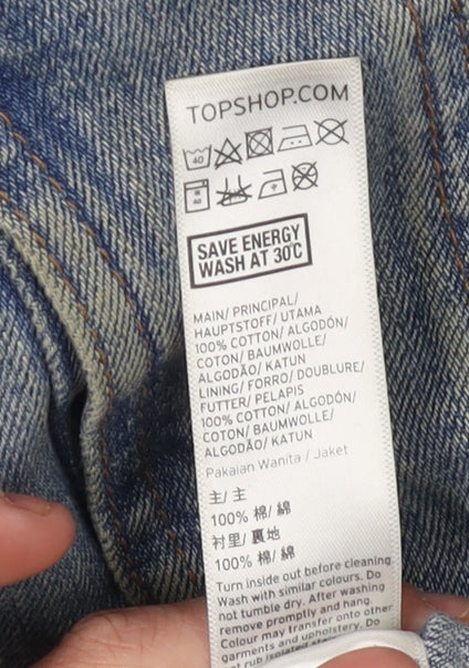 Topshop Women Blue Denim Jacket Size 10