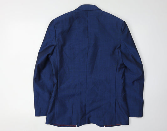 Men's Blue Mohair Blend Blazer - Size 36S
