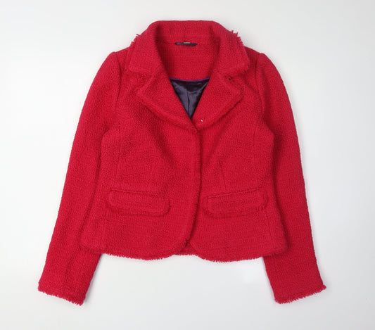 Boden Women's Red Bouclé Blazer, UK 14, Notch Lapel