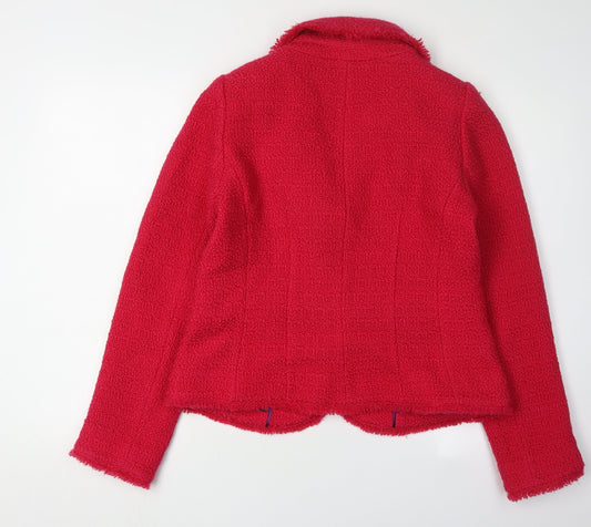 Boden Women's Red Bouclé Blazer, UK 14, Notch Lapel