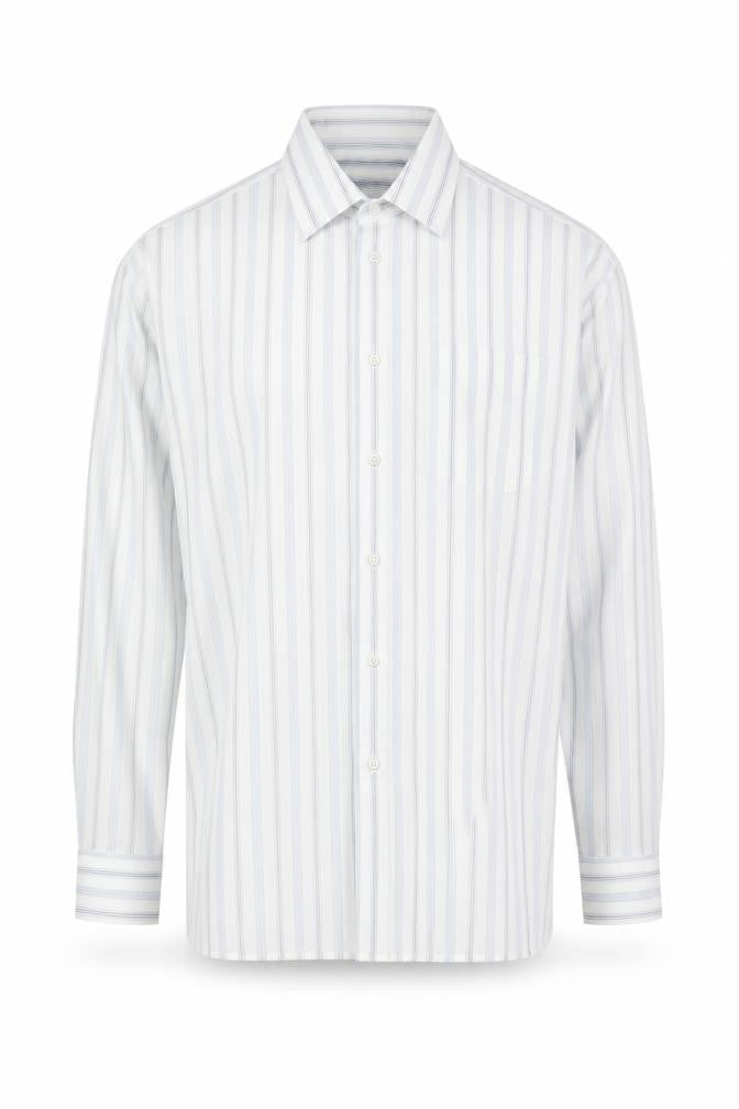 Stafford Men's Blue Striped Long Sleeve Button-Up Shirt