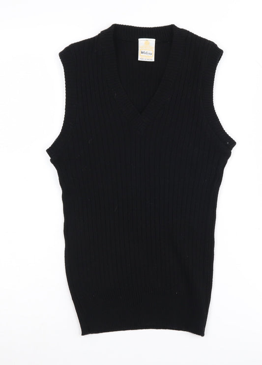 Wolsey Women's Black Acrylic Sleeveless V-Neck Vest