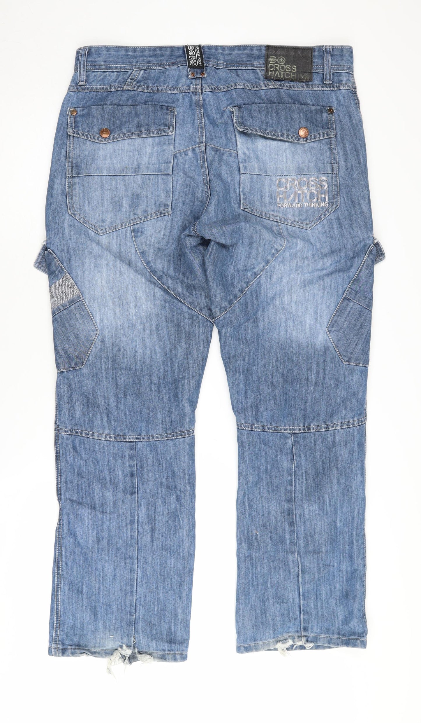 Crosshatch Men's Blue Cargo Jeans Size 36