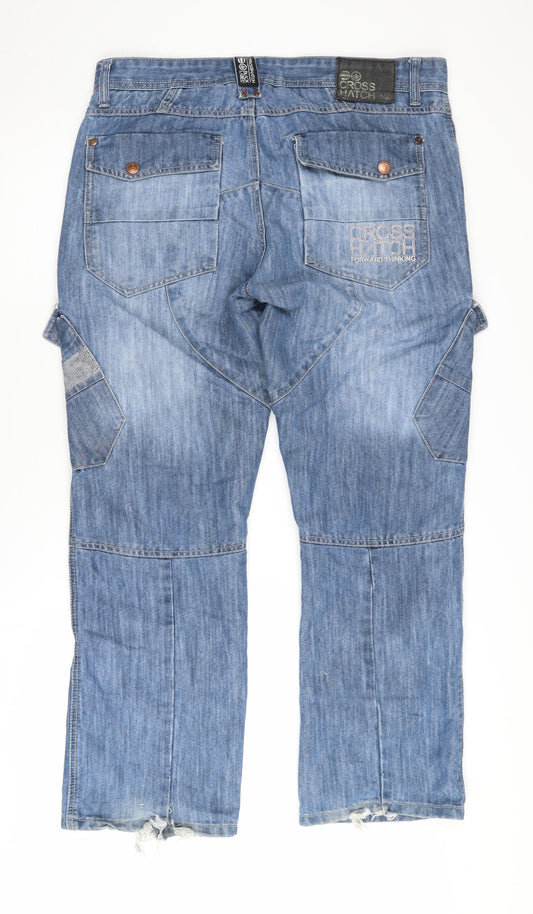 Crosshatch Men's Blue Cargo Jeans Size 36