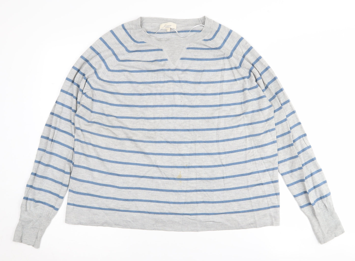 Linea Women's Grey Striped Pullover Jumper - M