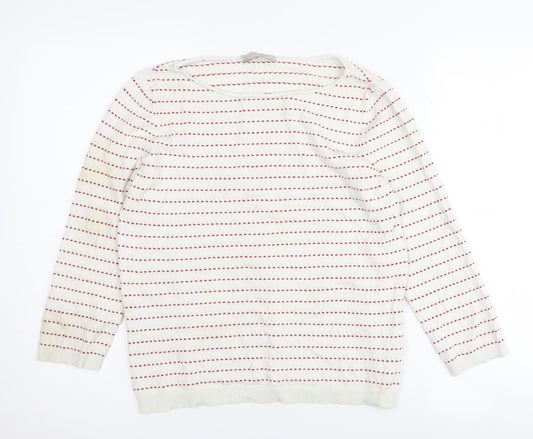 Hobbs Women's White Striped Jumper, Medium, Long Sleeve