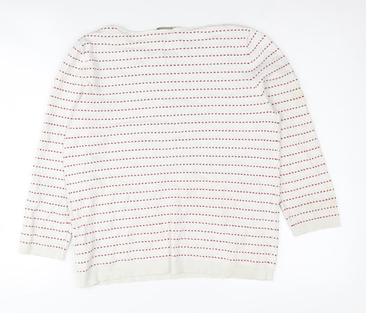 Hobbs Women's White Striped Jumper, Medium, Long Sleeve