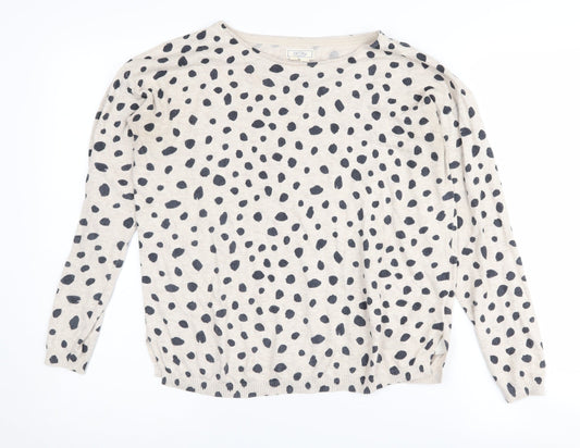 Fat Face Women's Beige Animal Print Pullover Jumper Size 8
