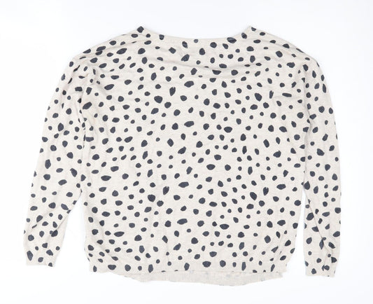 Fat Face Women's Beige Animal Print Pullover Jumper Size 8
