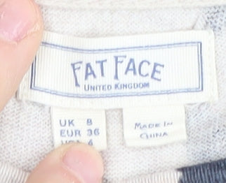 Fat Face Women's Beige Animal Print Pullover Jumper Size 8