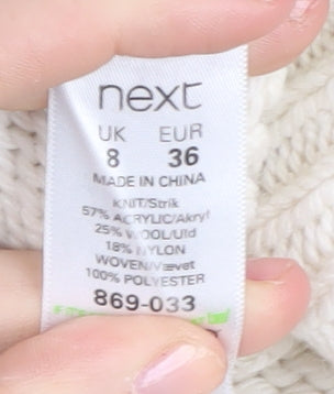 Next Women's Ivory Cable-Knit Pullover Jumper, Size 8