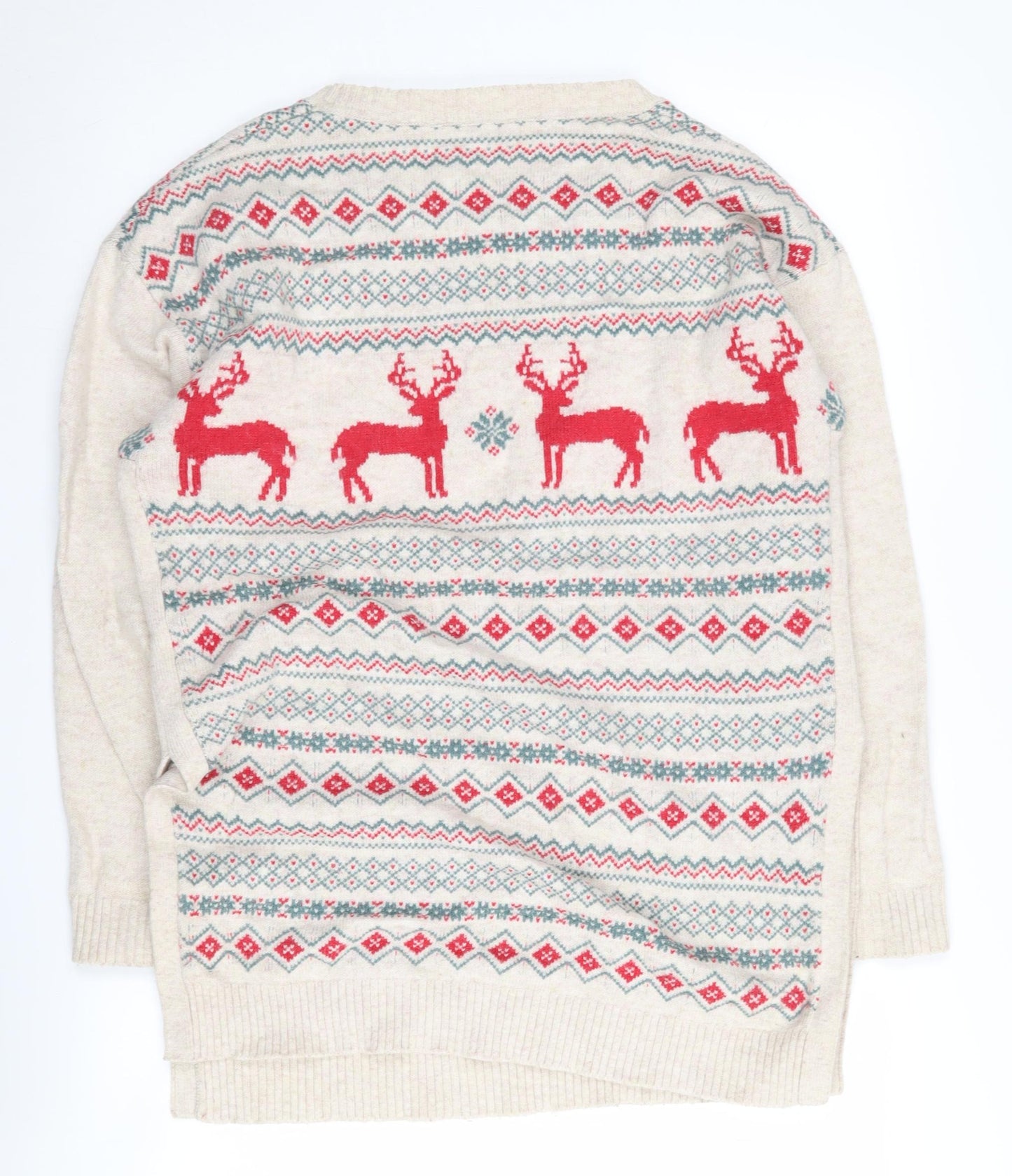 FatFace Women's Beige Christmas Jumper Size 14